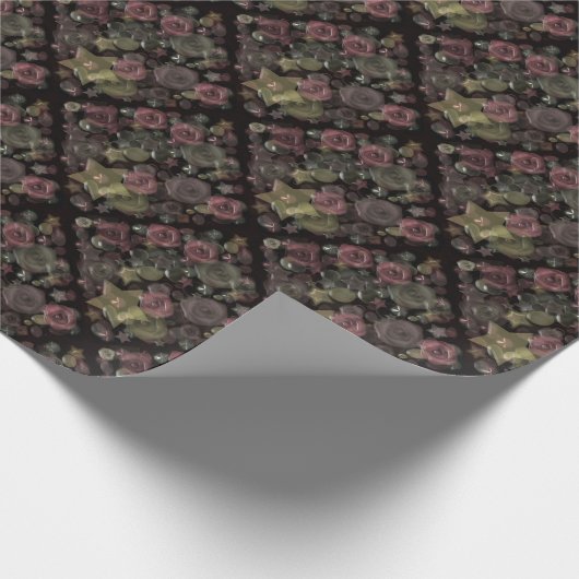 Glastegels 3D vloeibare rozen en sterren Cadeaupapier (Hoek)