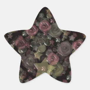 Glastegels 3D vloeibare rozen en sterren Ster Sticker