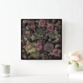 Glastegels 3D vloeibare rozen en sterren Vierkante Klok (Huis)