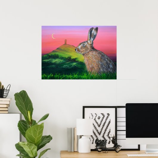 Glastonbury Hare Poster (Thuiskantoor)