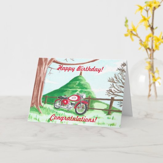 Glastonbury Motorcycle Tour Verjaardag Kaart (Gele Bloem)