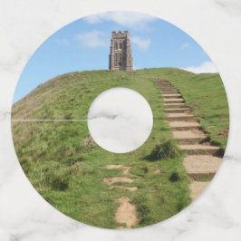 Glastonbury Tor Path Papier Wijnglas Labels