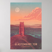 Glastonbury Tor Reisposter Poster (Voorkant)