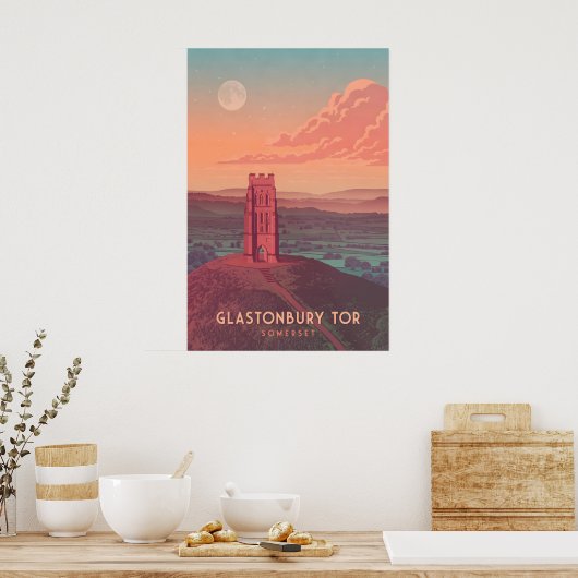 Glastonbury Tor Reisposter Poster (Keuken)