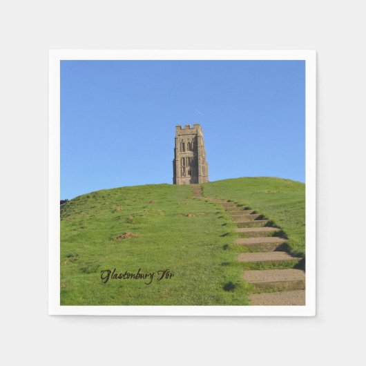 Glastonbury Tor Somerset Engeland Foto Servetten (Voorkant)