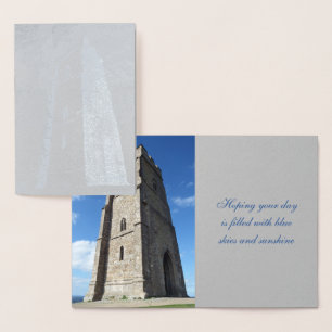 Glastonbury Tor Tower Foil-kaart Folie Kaarten