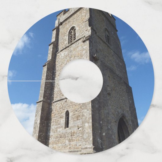 Glastonbury Tor Tower Papier Wijnglas Labels (Voorkant)