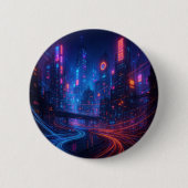 Glasvezel stadsgezicht ronde button 5,7 cm (Voorkant)