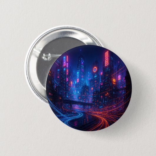 Glasvezel stadsgezicht ronde button 5,7 cm (Voorkant /achterkant)