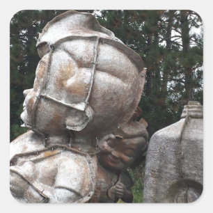 glasvezelkerkhof grote jongen en melkkarton vierkante sticker
