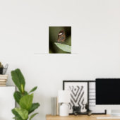 Glasvleugelvlinder op blad poster (Thuiskantoor)