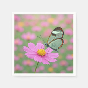 Glasvleugelvlinder op een Cosmos Servet