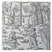 Glaswerk, afbeelding van de marmer furnac tegeltje (Voorkant)