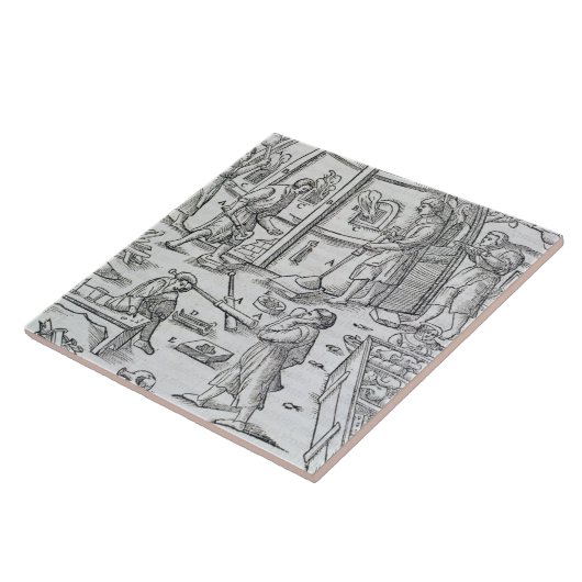 Glaswerk, afbeelding van de marmer furnac tegeltje (Zijkant)