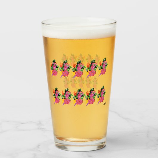 Glaswerk: Tropische bloemen Glas (Voorkant gevuld)