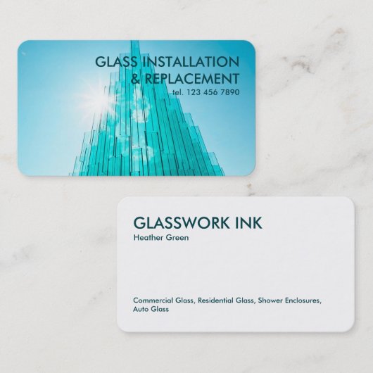 Glaswerk Visitekaartje (Voorkant / Achterkant)