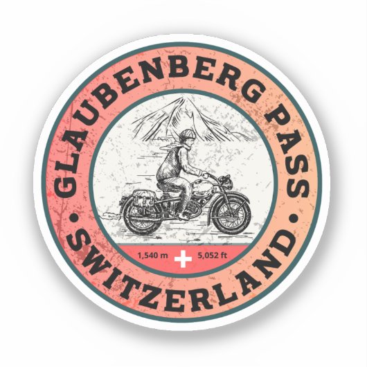 Glaubenbergpas zwitserse-alpen motorfietstocht sticker (Voorkant)
