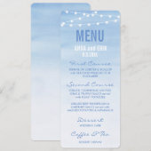 Glaucous Blauwe Aquarel Slingerlichten Menu Kaart (Voorkant / Achterkant)