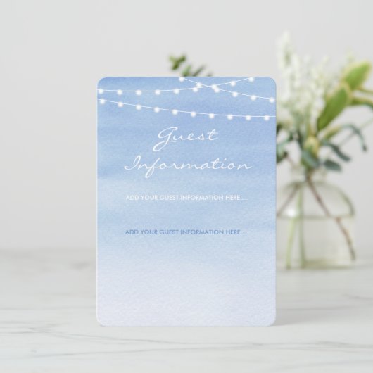 Glaucous Blue Waterverf String Lights Informatiekaartje (Staand voorkant)