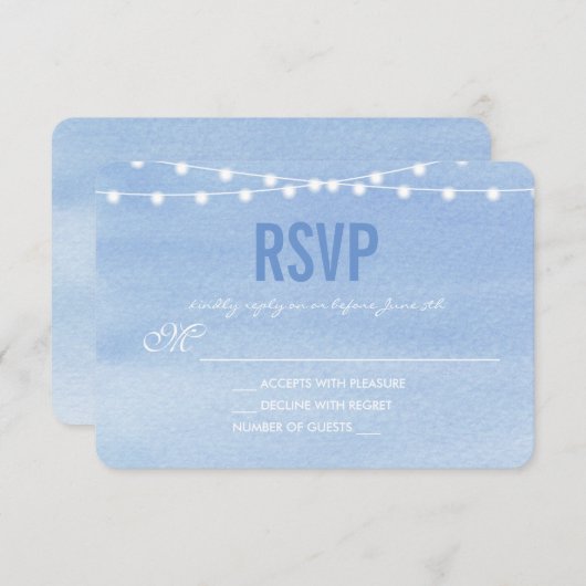 Glaucous Blue Waterverf String Lights RSVP (Voorkant / Achterkant)