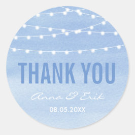 Glaucous Blue Waterverf Stringlights Hartelijk dan Ronde Sticker