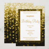 GLAYERDE ZWARTE EN GOUDE DIAMONDS AANGEPASTE BIRTH KAART (Voorkant / Achterkant)