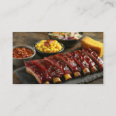 Glazed barbecued ribs with side dishes visitekaartje (Achterkant)