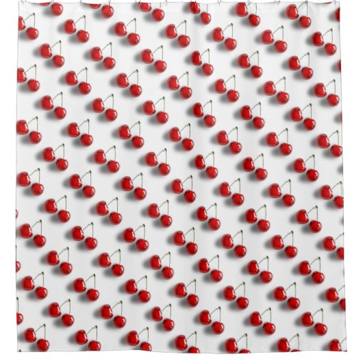 Glazed Cherries Pattern White  Douchegordijn (Voorkant)