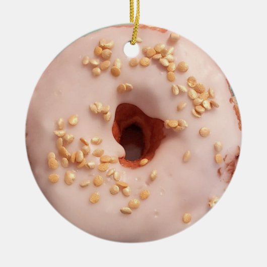 Glazed Donut Kerstmis Keramisch Ornament (Voorkant)