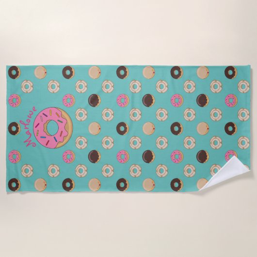 Glazed Donuts Custom Name Strandlaken (Voorkant)