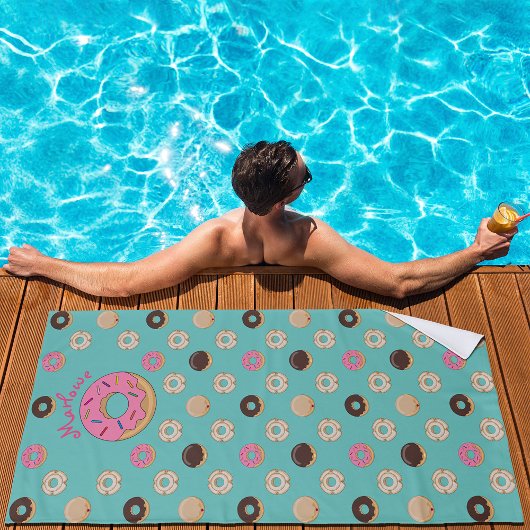 Glazed Donuts Custom Name Strandlaken