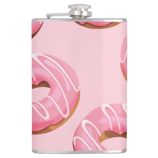 Glazed Donuts Naadloze Achtergrond Heupfles (Voorkant)