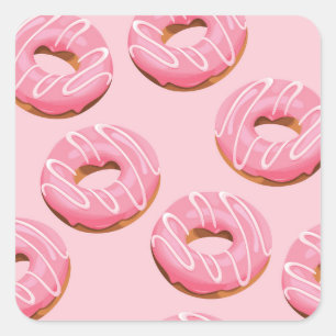 Glazed Donuts Naadloze Achtergrond Vierkante Sticker