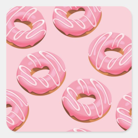 Glazed Donuts Naadloze Achtergrond Vierkante Sticker (Voorkant)
