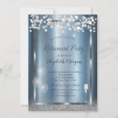 Glazen ballonnen Glitter Blue Metallic Retirement Kaart (Voorkant)