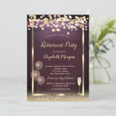 Glazen ballonnen Glitter Gold Burgundy Retirement Kaart (Staand voorkant)