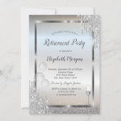 Glazen ballonnen Silver Glitter Drift Retirement Kaart (Voorkant)