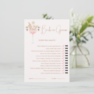 Glazen Beige Wildflowers Bride of Groom Game Kaart