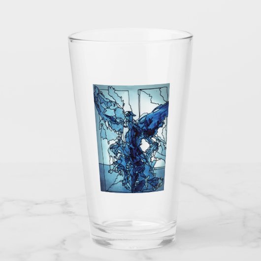 Glazen Beker Blauwe Engel (Voorkant)