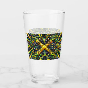 Glazen beker met Jamaicaanse kleuren