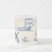 Glazen beker met mariene elementen matglas koffiemok (Center)