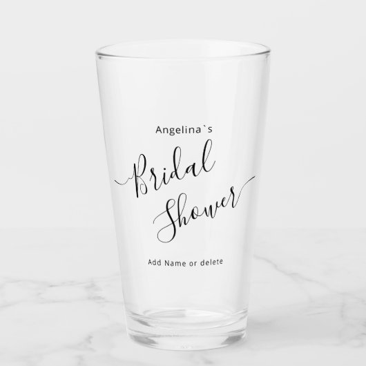 Glazen beker voor een vrijgezellenfeest. (Voorkant)