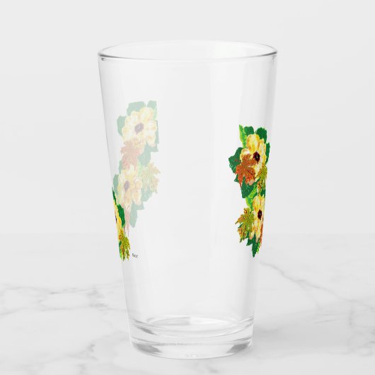 Glazen beker: Zwarte-verige Susan met een herfst l (Links)