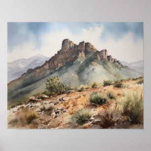Glazen Bergen Aquarel Kunstprint Poster