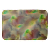 Glazen blik in rood en kalkgroen op grijze tinten badmat (Voorkant)