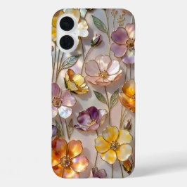 Glazen Bloem iPhone Hoesje Geel Roze Goud