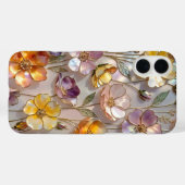 Glazen Bloem iPhone Hoesje Geel Roze Goud (Achterkant (horizontaal))