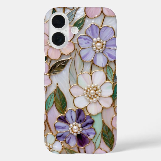 Glazen Bloem iPhone Hoesje Parel Bloem (Achterkant)