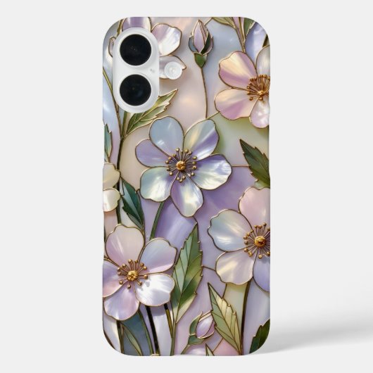 Glazen Bloem iPhone Hoesje Pastel Lavendel (Achterkant)