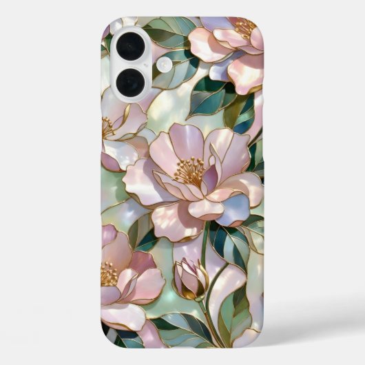Glazen Bloem iPhone Hoesje Roze Gouden Bloem (Achterkant)